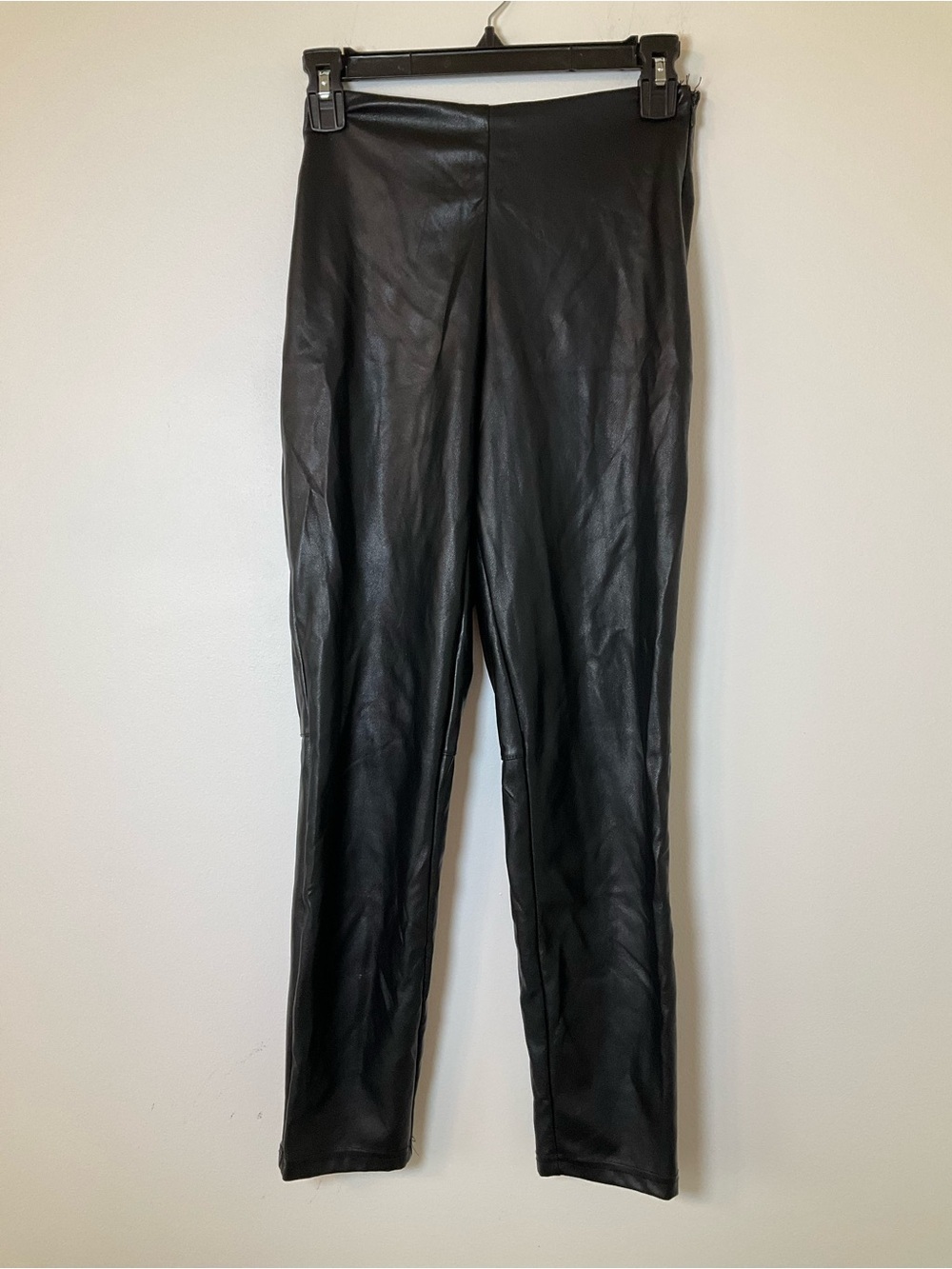 Fabletics Black Faux Leather High Rise Leggings Size Small